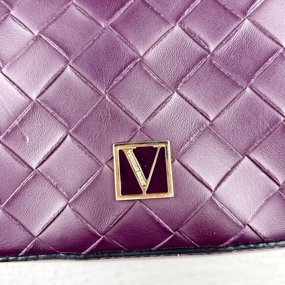 Victoria's Secret Genuine Leather Shoulder Bag – Purple Patchwork, Gold Chain‎ - Picture 7 of 8